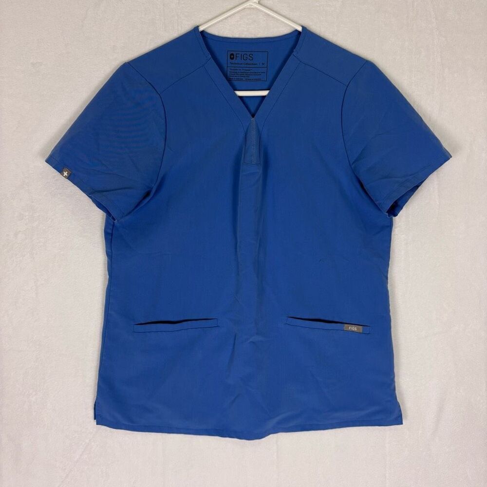 FIGS Blue‎ V Neck Scrub Short Sleeve Top Size Medium